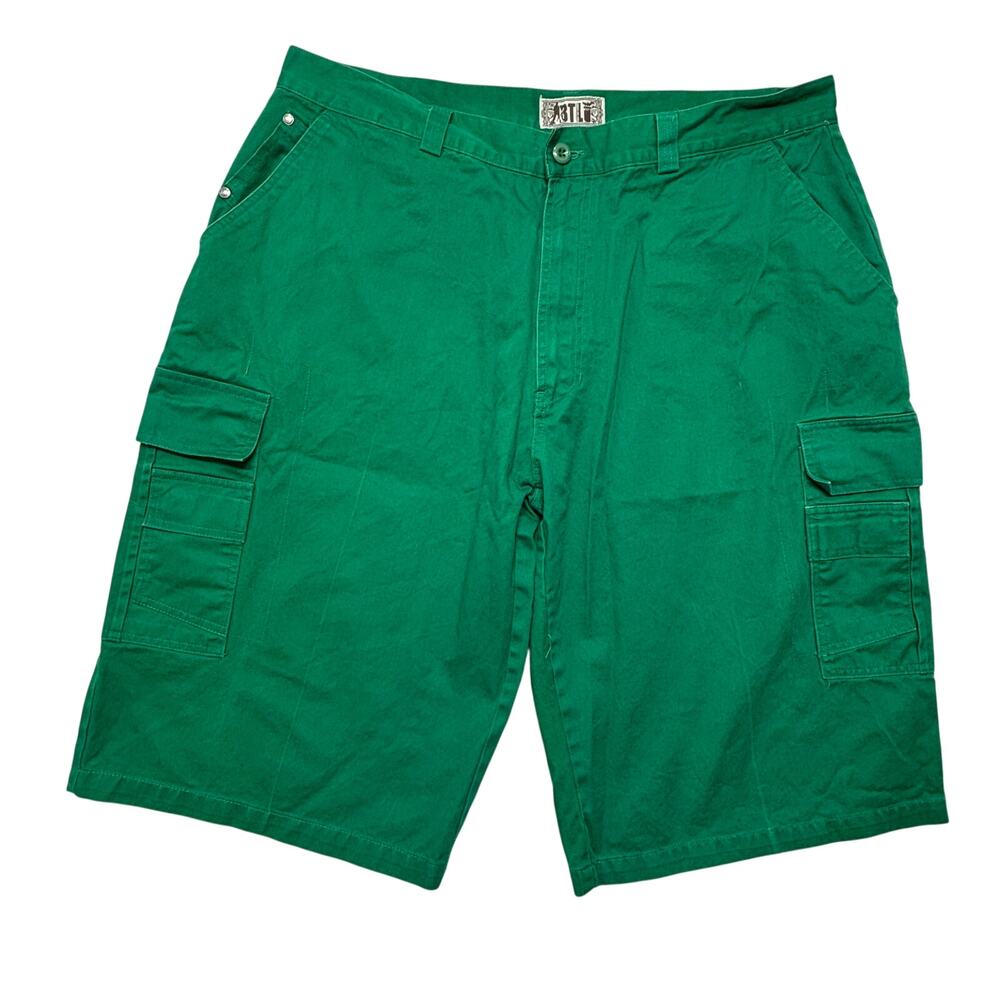 BTL Cargo Shorts 42 Mens Green Utility Relaxed Baggy Twill Streetwear Y2K